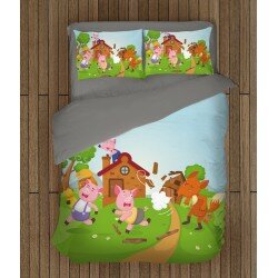 3D детски спален комплект Трите прасенца - Three Little Pigs