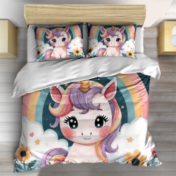 Спално бельо за деца Рисуван еднорог - Unicorn Cartoon