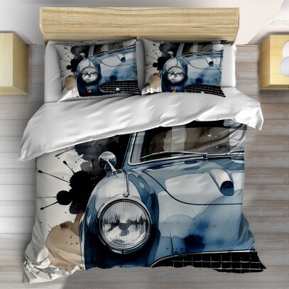 Спално бельо Watercolor Masterpiece vintage car - Акварелен шедьовър кола