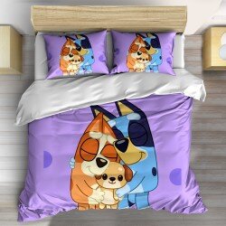 3D спално бельо The World of Bluey - Светът на Блуи в лилаво